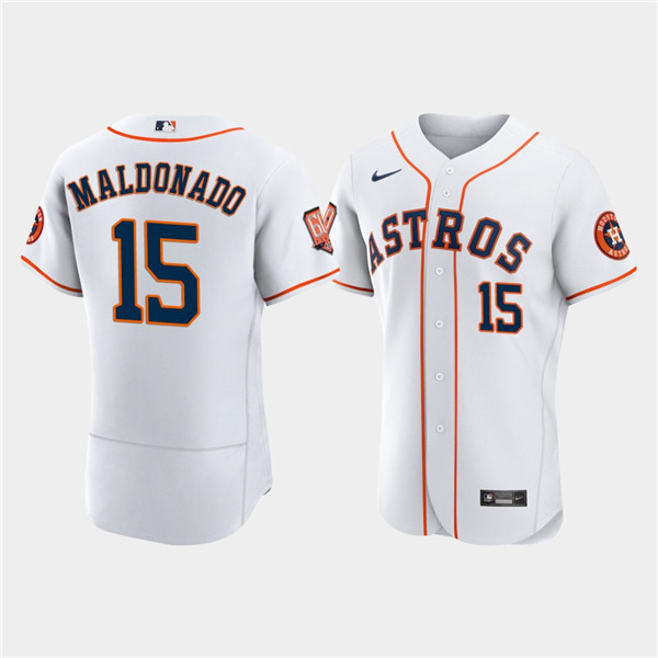 Men's Houston Astros #15 Mart??n Maldonado White 60th Anniversary Flex Base Stitched Baseball Jersey